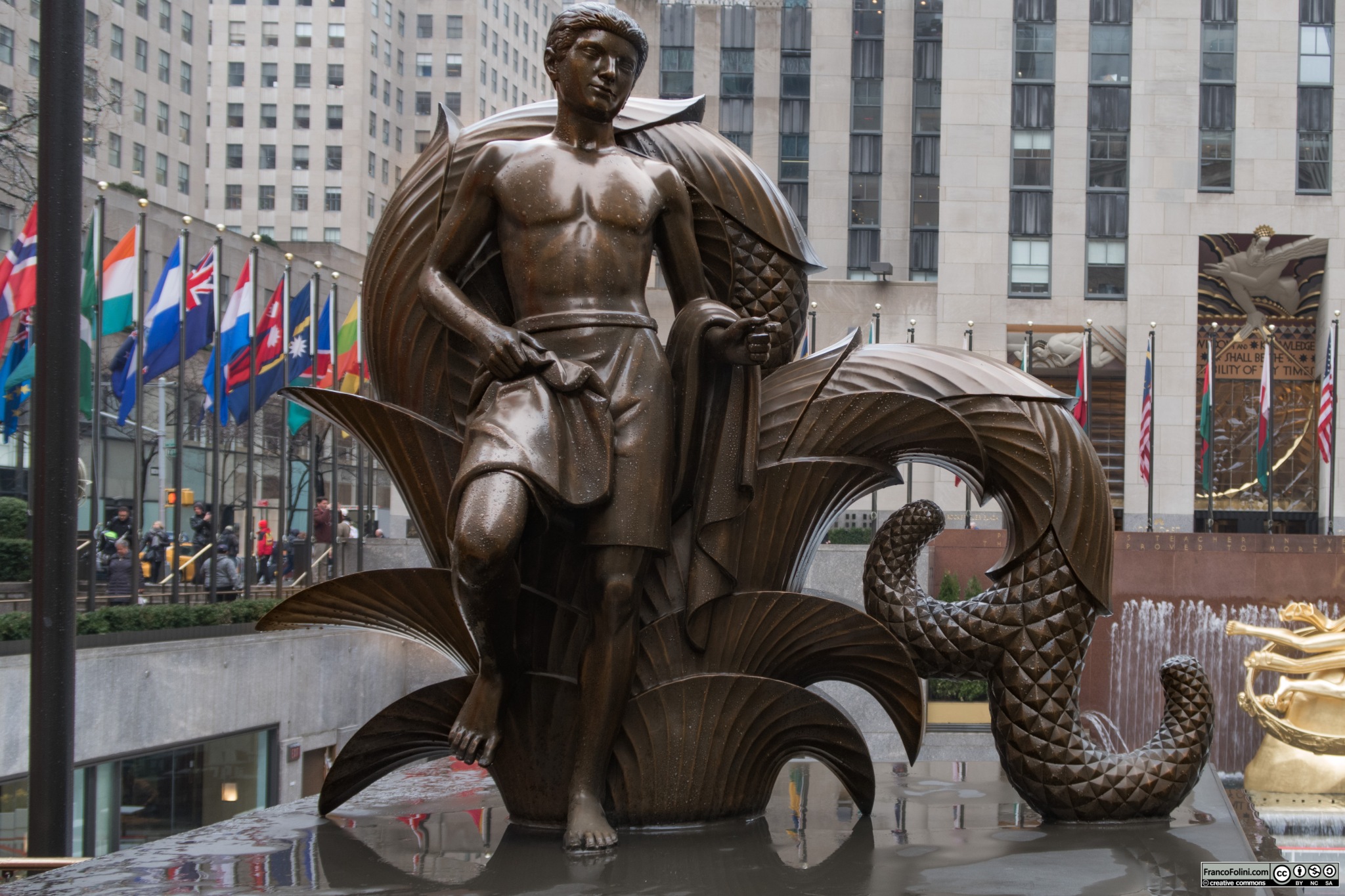 Youth cast bronze statue by Paul Manship (1936), NYC